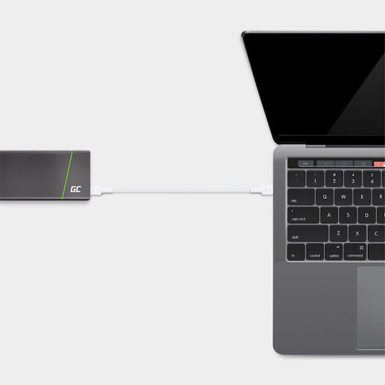 Green Cell Cablu Powerstream USB 3.2 USB-C Masculin - USB-C 60W PD Alb 1.2m