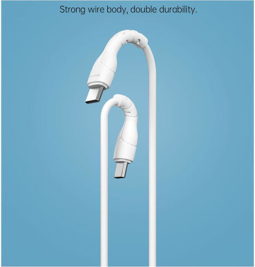 Devia EC151 USB 2.0 Cable USB-C Male - USB-C 60W PD White 1m 325753