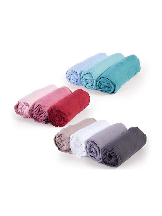 Nef-Nef Homeware Bettlaken Super-Doppel mit Gummiband 160x200+30cm. Jersey 1213-amethyst