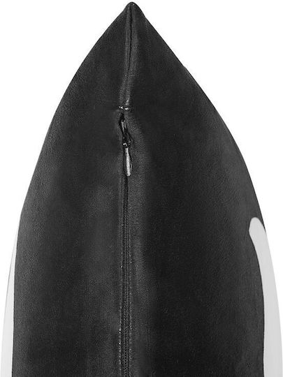 Beliani Sofa-Kissen aus Samt Schwarz Mit Weiß 45x45cm