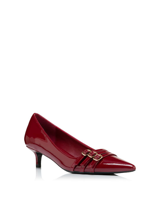 Primadonna Patent Leather Pointed Toe Red Heels with Strap