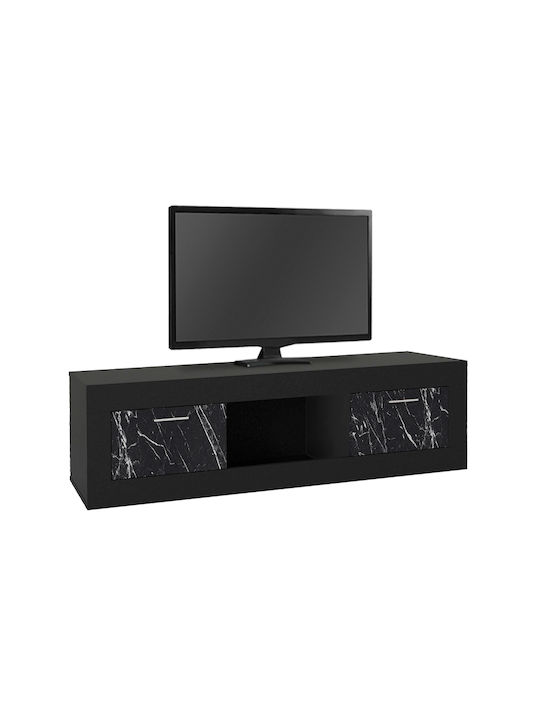 TV-Ständer Davin Schwarz - Schwarz-marmorierter Effekt M180xT40xH47cm
