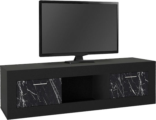 TV Stand Davin Black - Black Marble Effect L180xD40xH47cm