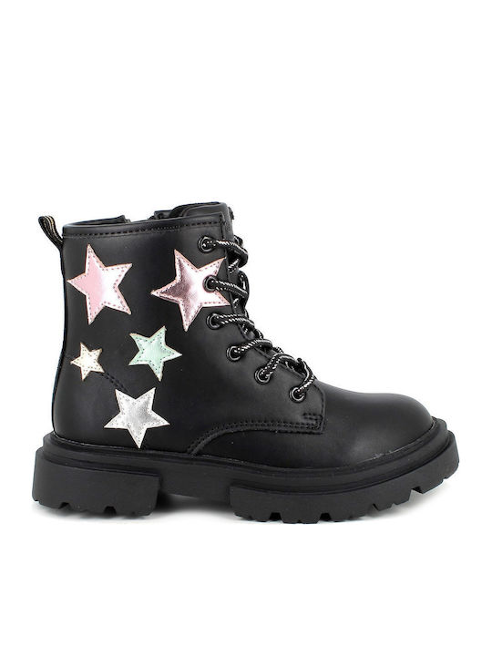 Anatomisch Lederne Kinderstiefel mit Reißverschluss Schwarz