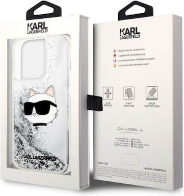 Karl Lagerfeld Liquid Glitter Nft Choupette Head Umschlag Rückseite Silikon / Kunststoff Silber (iPhone 14 Pro Max)