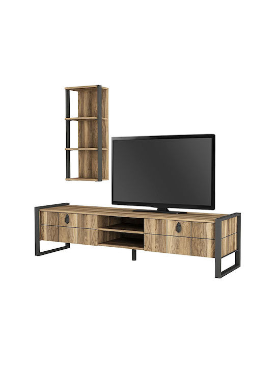 Wohnzimmer TV-Einheit Ursula Walnut / Black L184.5xB34xH45cm