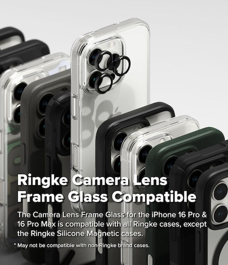 Ringke Frame Protector Kameraschutz Gehärtetes Glas Black für das iPhone 16 Pro, iPhone 16 Pro Max