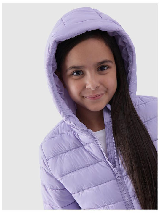 Kids' Quilted Jacket with Hood Purple