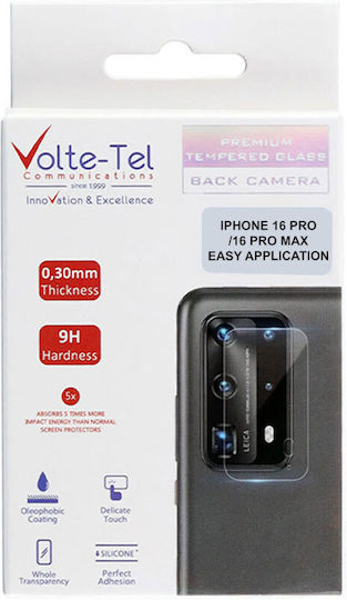 Volte-Tel Glass Cover Protecție Cameră Tempered Glass Black pentru iPhone 16 Pro, iPhone 16 Pro Max