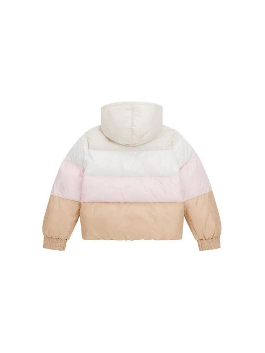 Guess Kids Quilted Jacket with Hood Pink