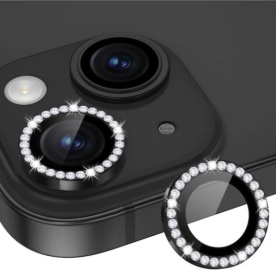 Lens Protector Glitter Camera Protection Tempered Glass Black for the iPhone 15 / 15 Plus