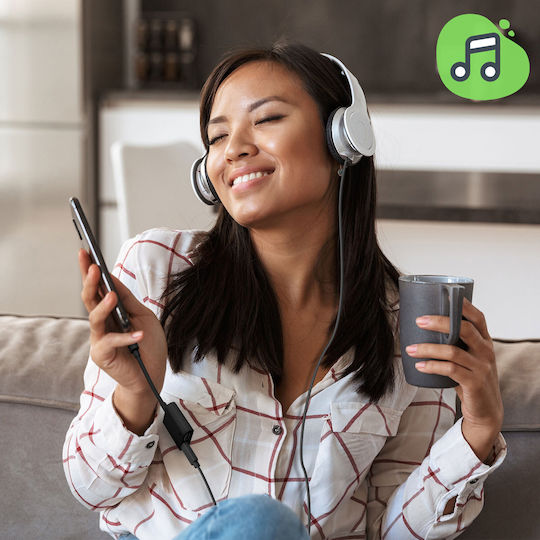 Adaptor USB-C Masculin la Dublu USB-C Feminin Audio și Încărcare Compact Negru