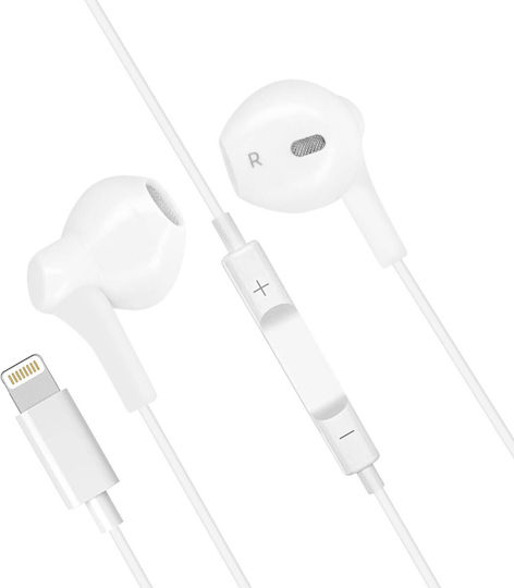 Wired Headphones Lightning Remote Control Micro Bluetooth Connection White