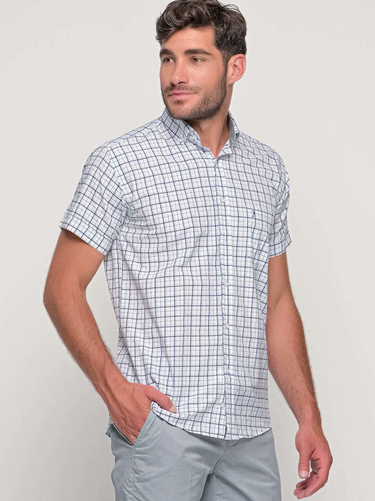 Ncs Men's Shirt Short Sleeve Checked white-blue