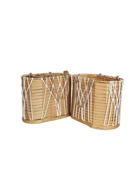 Set of Decorative Baskets Straw 40x30x20cm 2pcs Romimex