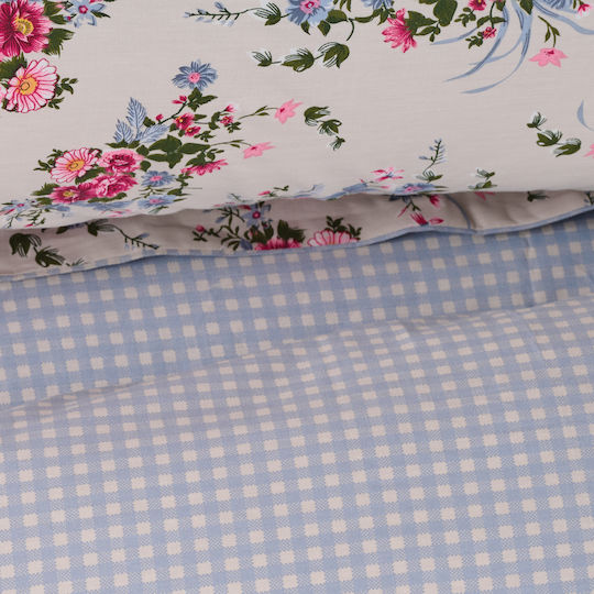 Das Home Bettwäsche-Set Überdoppel 240x260cm. Happy 9647 Beige, Blue, Pink 4Stück