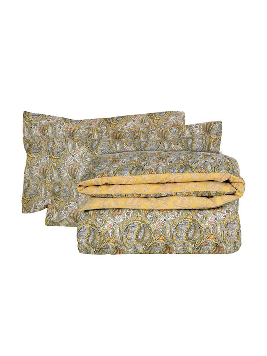 Das Home Duvet Cover Set Cotton Single with Pillowcase 160x240 9651 Ivory, Ochre, Taupe