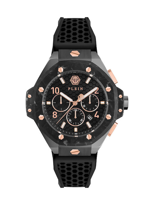 Philipp Plein Watch Chronograph Battery with Black Rubber Strap