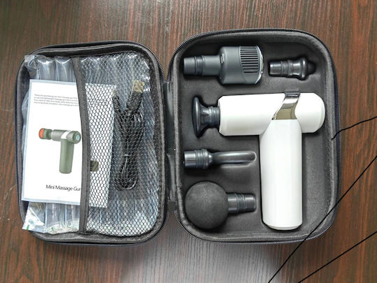 Pistol de Masaj Mini Fără Fir cu 5 Trepte Compresie Cald-Rece King Relax Alb