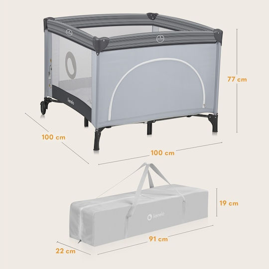 Lionelo Bonnie Playpen with Mattress Gray Stone 100x100cm
