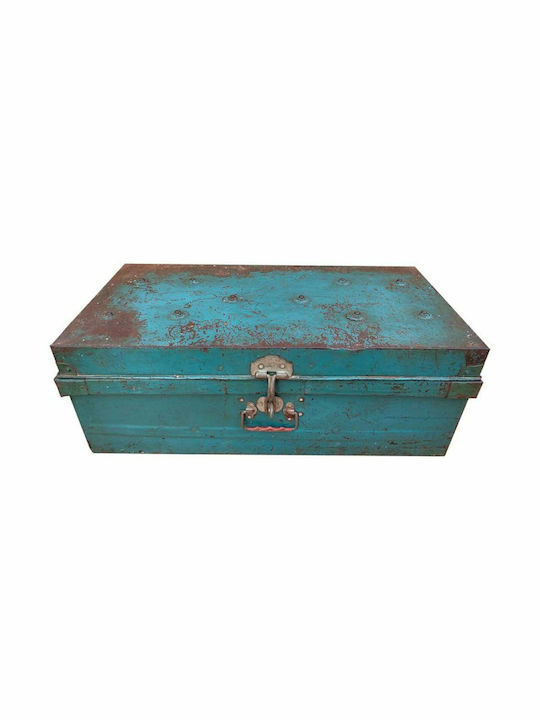 Decorative Trunk Alexandra House Living Blue Iron Craft Style 42 X 27 X 74 Cm