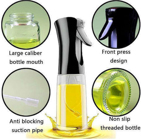 ACP Δοχείο Λαδιού Σπρέι Γυάλινο 210ml Μαυρο