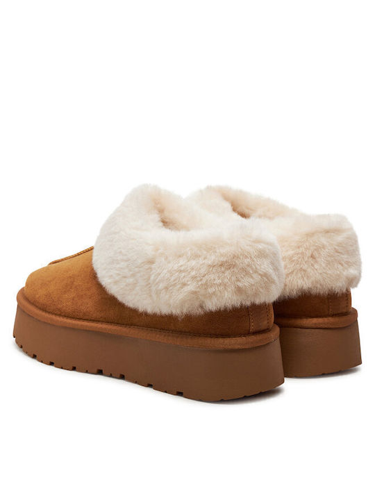 Women's Ankle Boots with Fur Brown