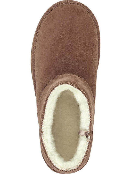 Suede Women's Ankle Boots Brown