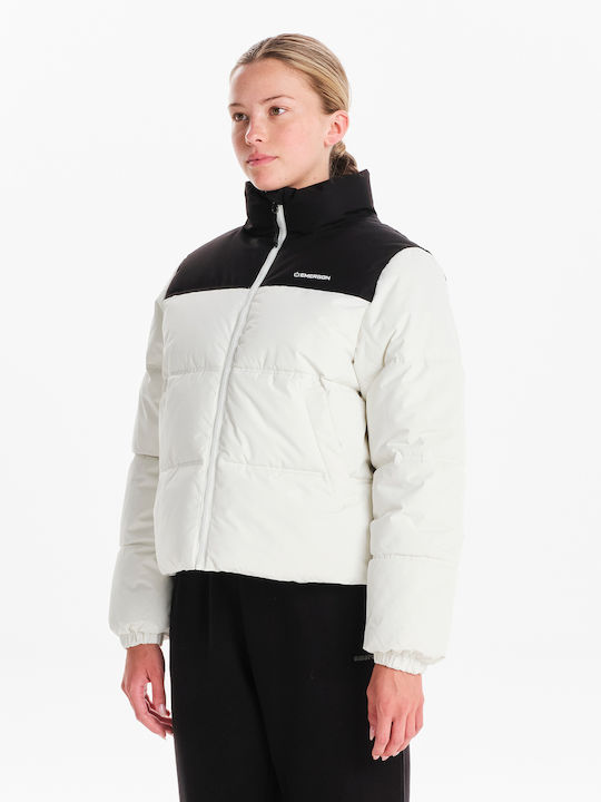 Emerson Women's Short Puffer Jacket for Spring or Autumn White