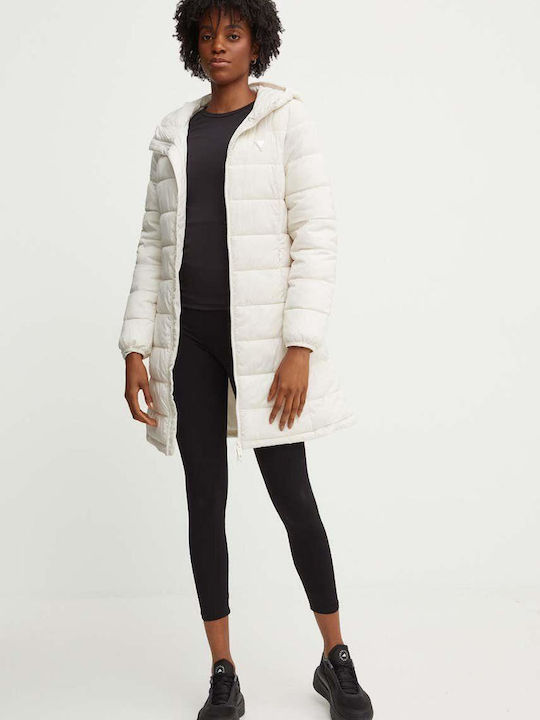 Guess Women's Short Puffer Jacket for Winter with Hood Cream