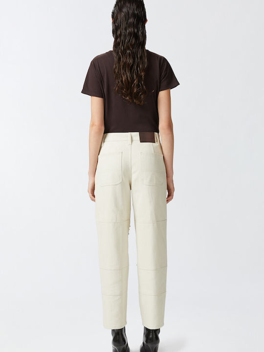 Pinko Women's Jean Trousers in Relaxed Fit Beige