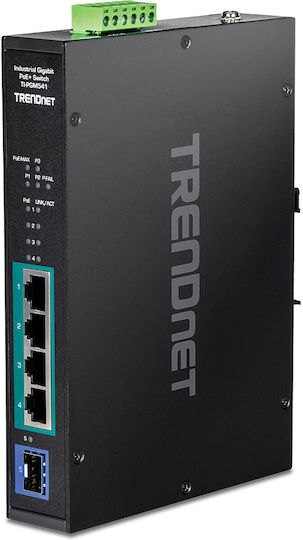 Trendnet TI-PGM541 Unmanaged L2 PoE+ Switch με 4 Θύρες Gigabit (1Gbps) Ethernet και 1 SFP Θύρα