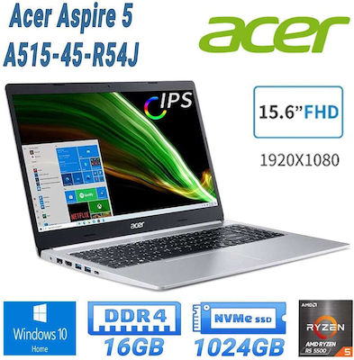 Acer Aspire A515-45-R54J 15.6" IPS FHD (Ryzen 5-5500U/16GB/1TB SSD/W10 Home) (Tastatură US)