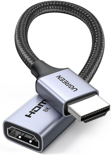 Ugreen HDMI 2.1 Ultra High Speed 48Gbps 4K 120Hz HDR VRR Cable HDMI male - HDMI female 0.15m Μαύρο