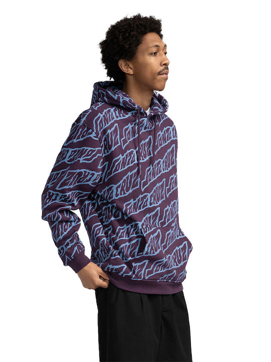 Santa Cruz Men's Sweatshirt with Hood and Pockets Blackcurrant