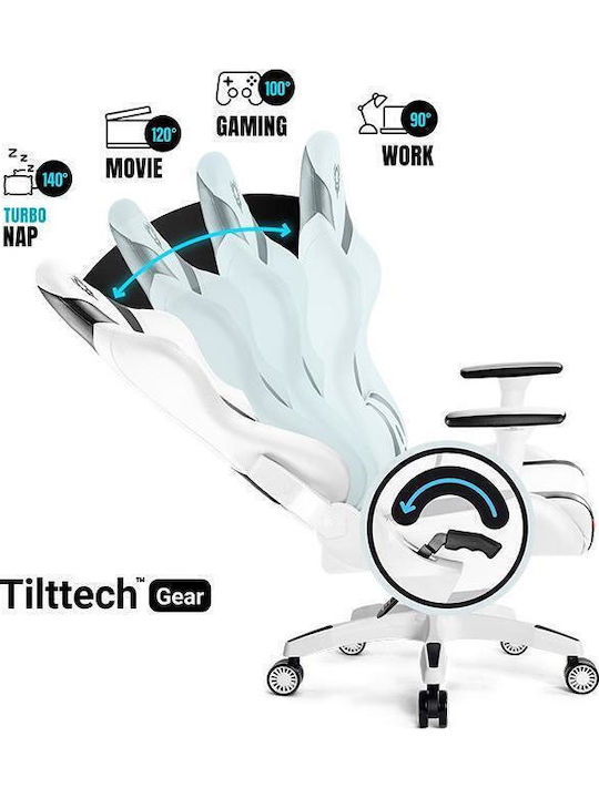 Diablo X-Horn 2.0 King Artificial Leather Gaming Chair with Adjustable Arms White