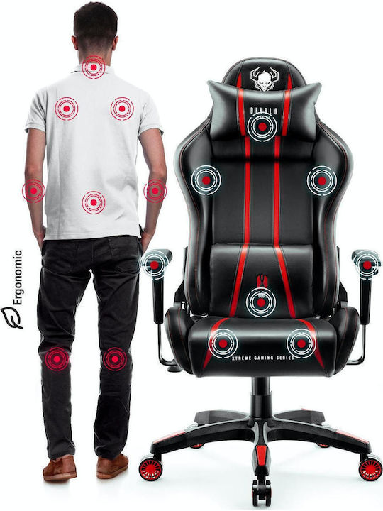 Diablo X-One 2.0 Normal Size Καρέκλα Gaming Δερματίνης με Ρυθμιζόμενα Μπράτσα Black / Red