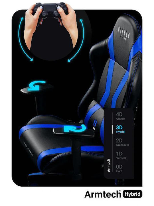 Diablo X-One 2.0 Normal Size Καρέκλα Gaming Δερματίνης με Ρυθμιζόμενα Μπράτσα Μαύρο / Μπλε
