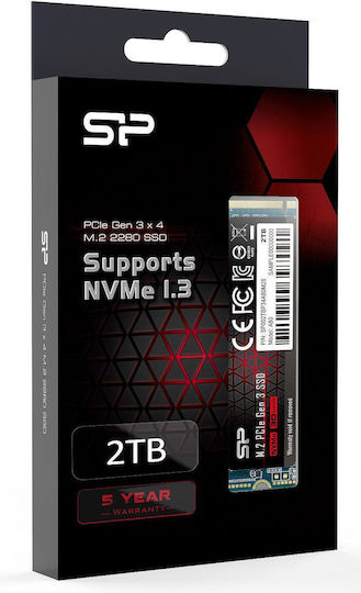 Silicon Power P34A80 SSD 2TB τύπου M.2 με σύνδεση PCI Express 3.0 SP002TBP34A80M28