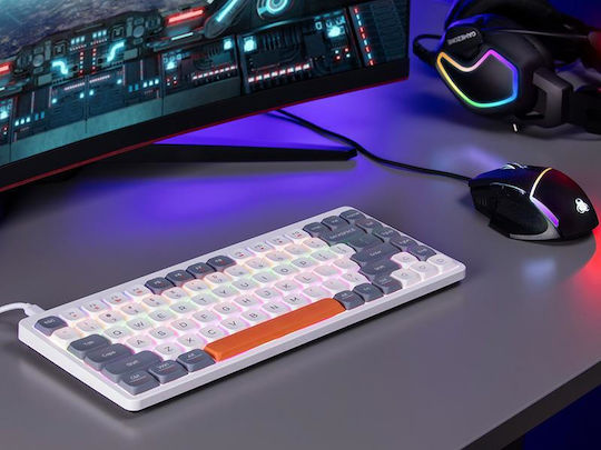 Tracer FINA 84 Gaming Μηχανικό Πληκτρολόγιο 75% με Outemu Red διακόπτες και RGB φωτισμό (Αγγλικό US) White/Grey