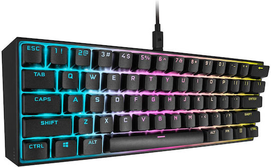 Corsair K65 RGB Mini Gaming Μηχανικό Πληκτρολόγιο 60% με Cherry MX Speed διακόπτες και RGB φωτισμό (Αγγλικό UK)