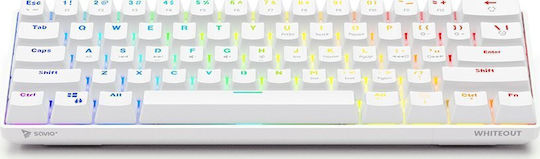 Savio Whiteout Gaming Μηχανικό Πληκτρολόγιο 60% με Outemu Red διακόπτες και RGB φωτισμό (Αγγλικό US) Λευκό
