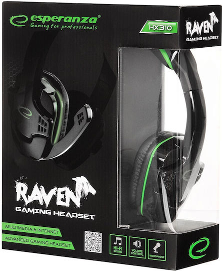 Esperanza Raven Über Ohr Gaming-Headset mit Verbindung 2x3,5mm Grün