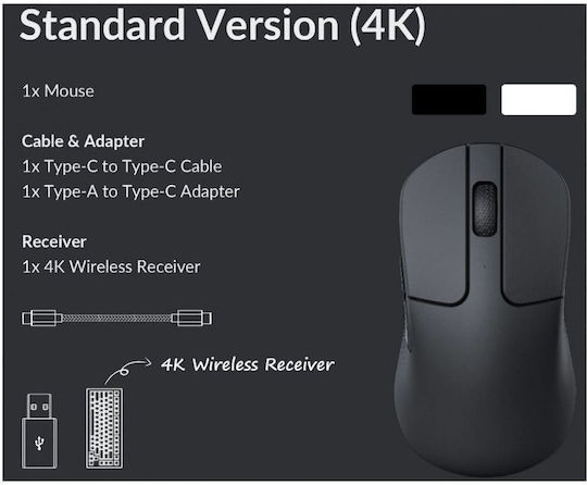 Keychron M3M-A5 Mini 4k Hz Drahtlos Gaming Gaming Maus 26000 DPI Weiß
