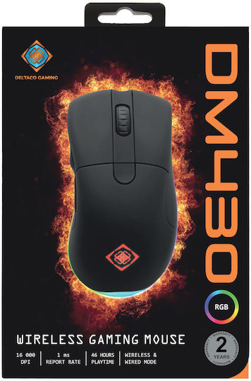 Deltaco DM430 Drahtlos RGB Gaming Gaming Maus 16000 DPI Schwarz