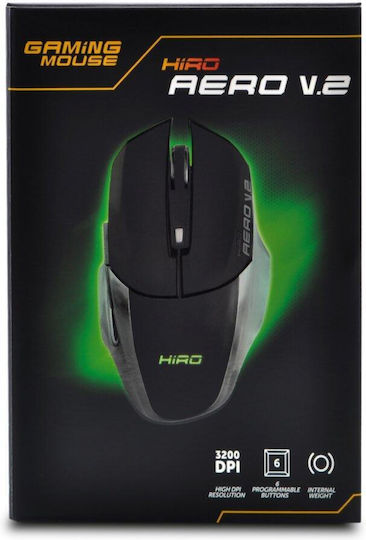 Hiro Aero V2 Gaming Ποντίκι 3200 DPI Μαύρο