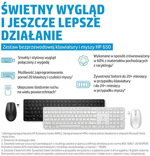 HP 650 Ασύρματο Σετ Πληκτρολόγιο & Ποντίκι Αγγλικό US