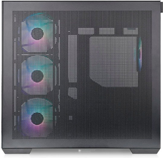 View 380 TG ARGB Gaming Midi Tower Computer Case with Side Window Black
