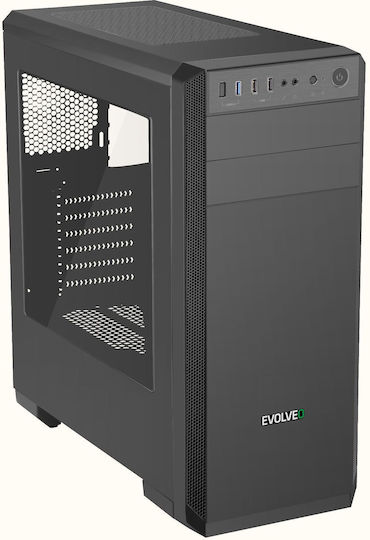 Evolveo T3 Gaming Midi Tower Κουτί Υπολογιστή με Πλαϊνό Παράθυρο Μαύρο