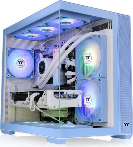 Thermaltake View 380 TG ARGB Gaming Midi Tower Computer Case with Window Panel Hydrangea Blue